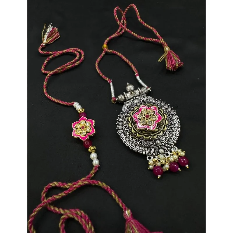 Luxury Meets Affordability – Jewelry Sale Now Live Akruti Collection Oxidised Plated Pearl Rakhi Combo