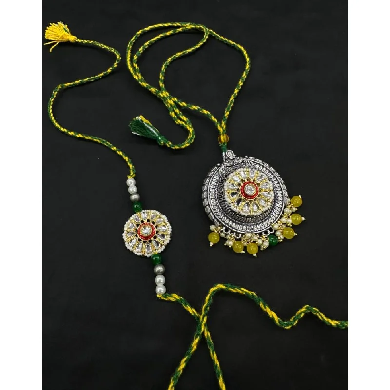 Limited-Time Jewelry Sale – Don't Miss These Deals Akruti Collection Oxidised Plated Pearl Rakhi Combo