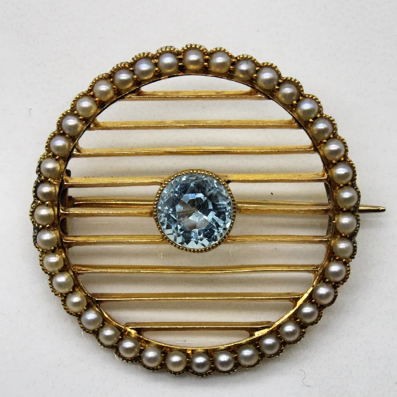 Last Chance To Shop High-End Jewelry At Markdown Prices Aquamarine & Pearl Brooch | 0.80ct |