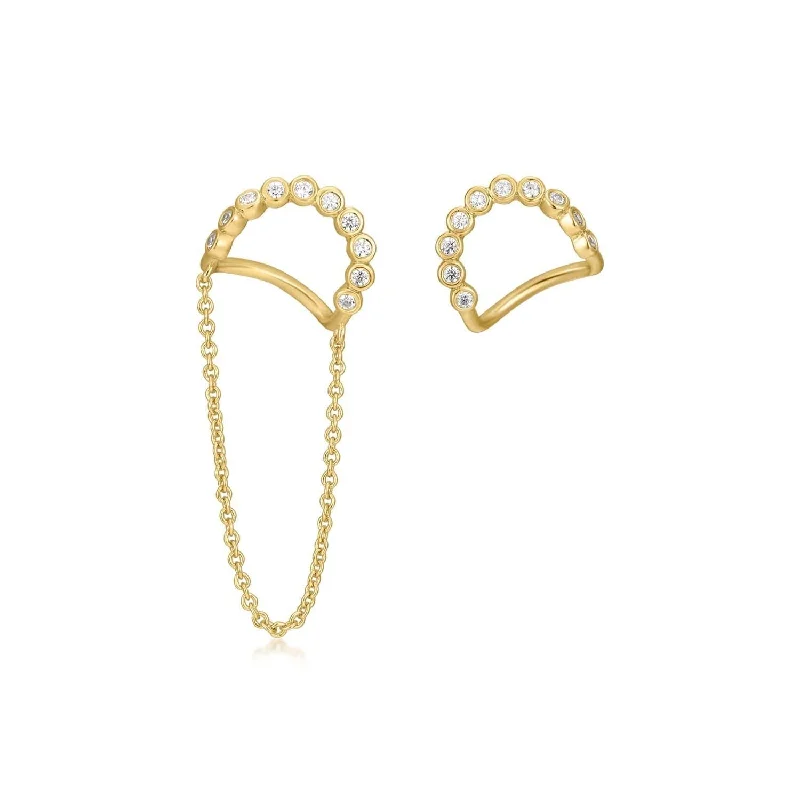 Luxury Jewelry Sale – Elegant Styles At Unbeatable Prices Cz Wavy Earrings With 1 Chain Link Drop