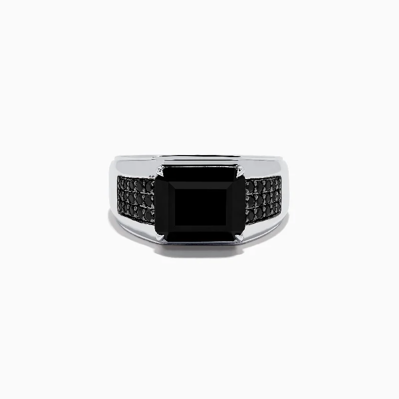 Shop Jewelry That Shines Without The High Price Men's 925 Sterling Silver Onyx and Black Spinel Ring