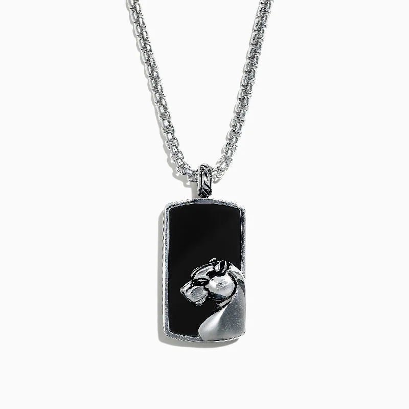 Jewelry Sale – Exclusive Styles At Lower Prices Men's 925 Sterling Silver Onyx Dog Tag Pendant, 28.40 TCW