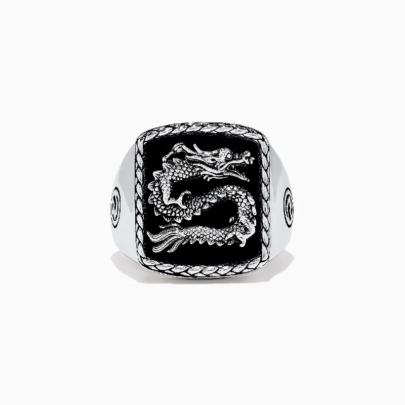 Jewelry Deals That Sparkle – Shop Today Men's 925 Sterling Silver Onyx Dragon Ring, 5.00 TCWS