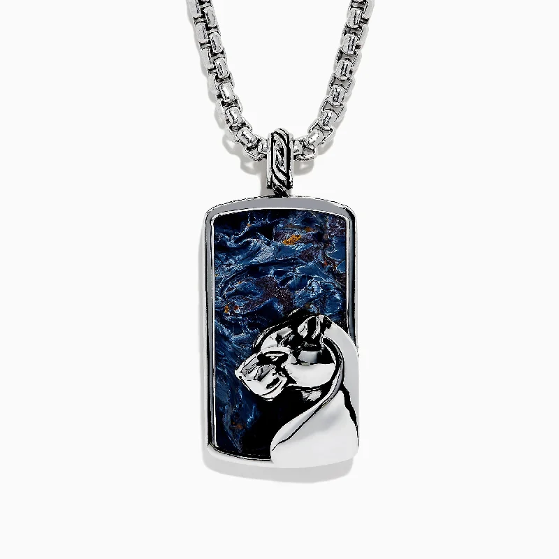 Stunning Jewelry At Even More Stunning Prices Men's 925 Sterling Silver Pietersite Panther Pendant, 27.00 TCW