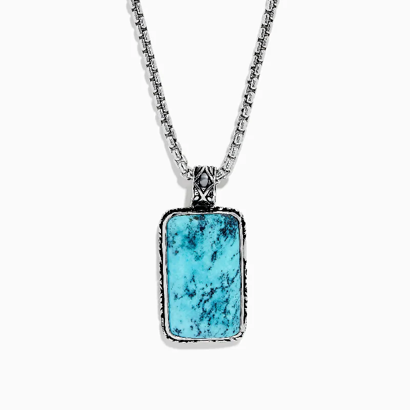 Exclusive Jewelry Sale – Grab Timeless Pieces Now Men's 925 Sterling Silver Turquoise Dog Tag Pendant