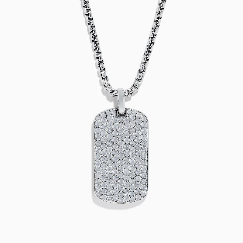 Affordable Luxury Jewelry – Style At A Great Price Men's 925 Sterling Silver White Sapphire Dog Tag Pendant