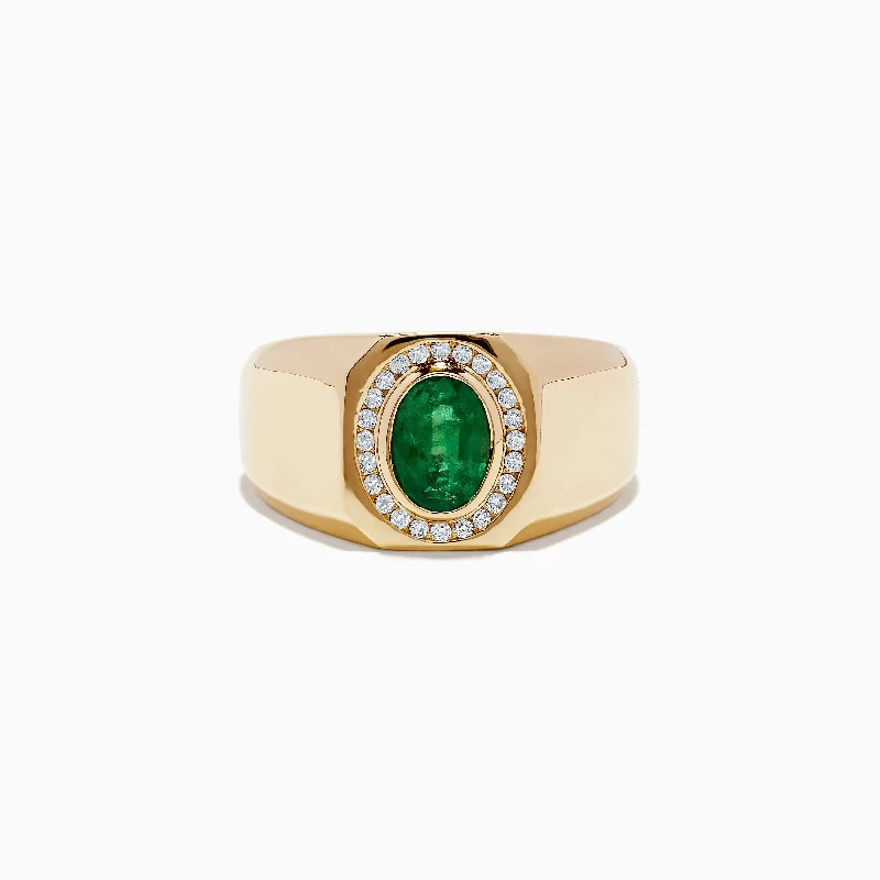 Stunning Jewelry Pieces At The Lowest Prices Ever Men's Brasillica 14K Yellow Gold Diamond and Emerald Ring