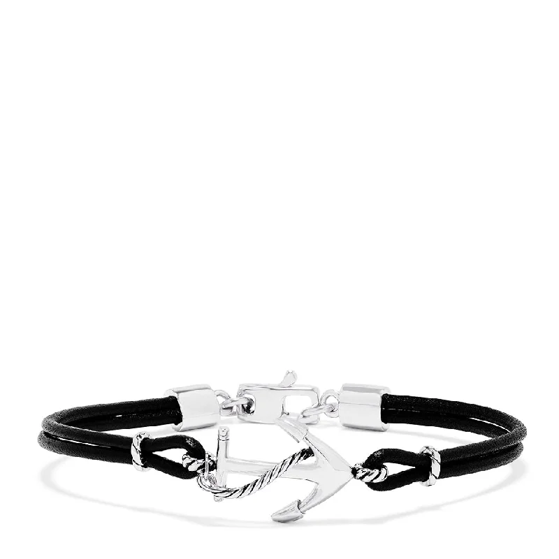 Affordable Glamour – Premium Jewelry At Special Prices Men's Sterling Silver and Leather Anchor Bracelet