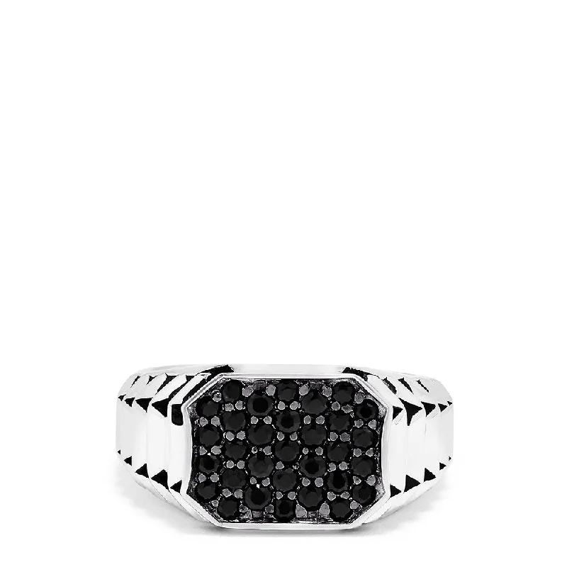 Elegant Jewelry, Exclusive Prices – Shop Now Men's Sterling Silver Black Sapphire Ring, 1.05 TCW