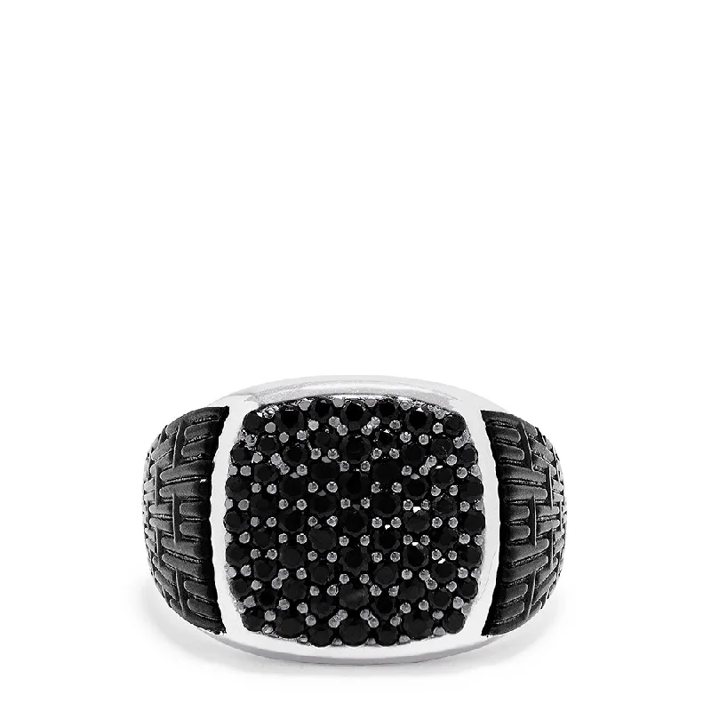 Discounted Jewelry For A Glamorous Look Men's Sterling Silver Black Sapphire Ring, 1.65 TCW