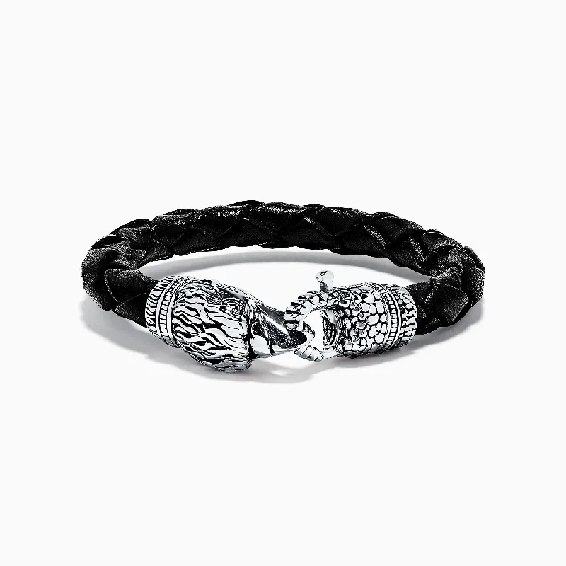 High-End Jewelry, Now More Affordable Than Ever Men's Sterling Silver Leather Eagle Bracelet