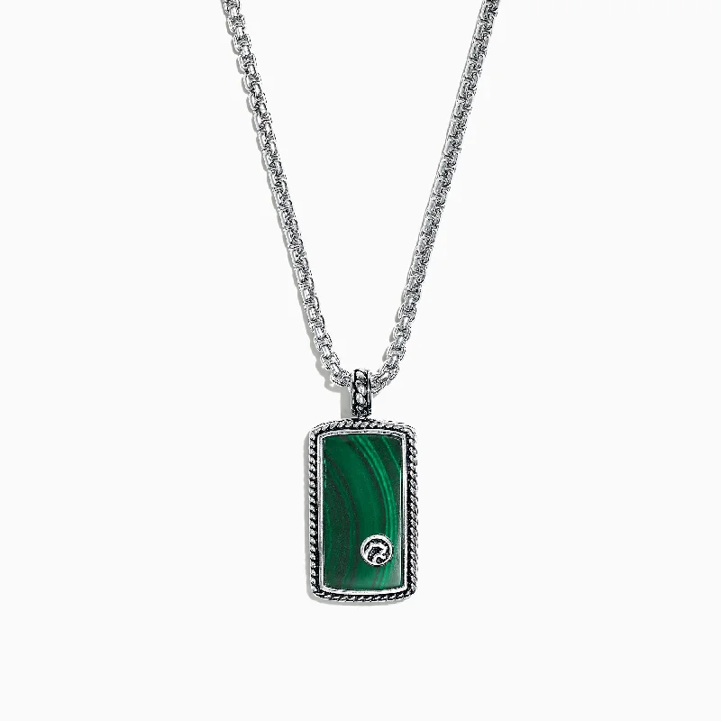 Timeless Beauty, Unbeatable Deals – Jewelry Sale On Men's Sterling Silver Malachite Dog Tag Pendant, 9.30 TCW