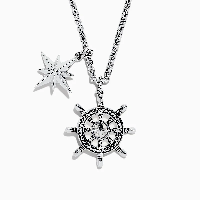 Sparkle For Less – Shop Our Limited-Time Jewelry Deals Men's Sterling Silver Ship's Wheel and Star Pendant