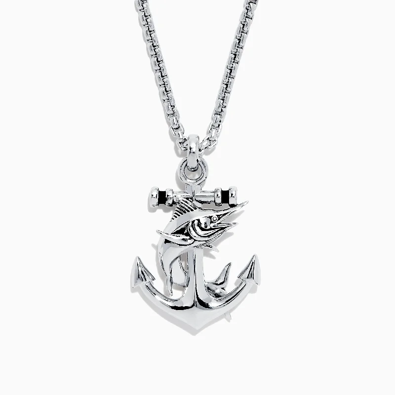 Seasonal Jewelry Clearance – Best Styles At The Lowest Prices Men's Sterling Silver Swordfish and Anchor Pendant