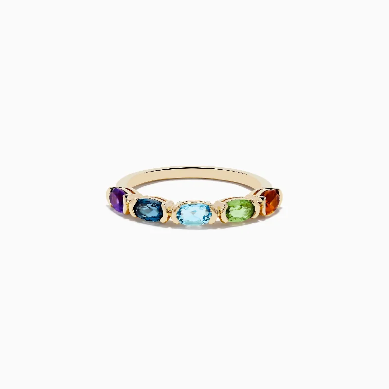 Luxury Meets Affordability – Jewelry Sale Live Now Mosaic 14K Yellow Gold Amethyst, Blue Topaz, Citrine and Peridot Ring