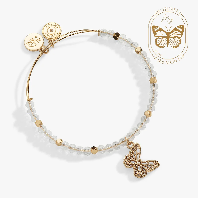 Chic And Stylish Jewelry At Exclusive Prices Filigree Butterfly + Crystal Beaded Charm Bangle