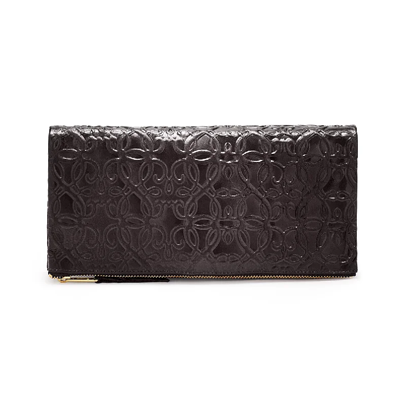 Timeless Elegance Now At Special Discounts Fold Over Leather Clutch, Black