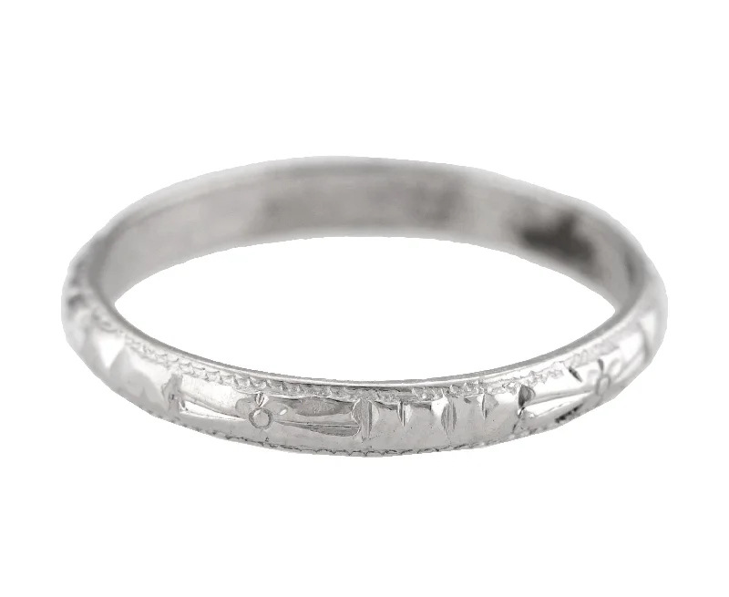 Shop Fine Jewelry With Exclusive Savings Ladies Vintage Platinum Floral Etched Chinese Hallmarked Eternity Band Ring