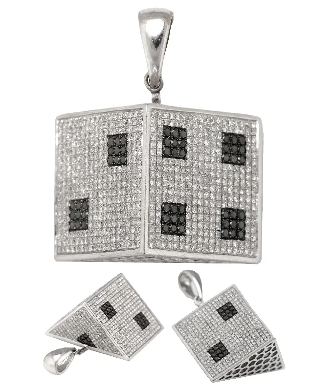 Holiday Jewelry Sale – Perfect Gifts At The Best Prices Men's 14K 585 White Gold 3D 8.29ctw Diamond Die Dice Pendant