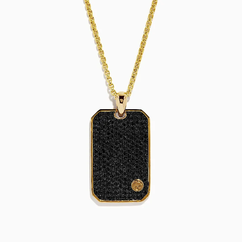 Exclusive Gemstone Jewelry Markdowns – Shop Now Mens 14K Yellow Gold Black Sapphire Pendant