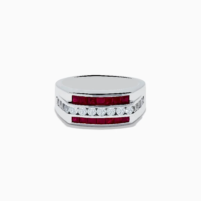 Once-A-Year Jewelry Deals – Shop Before They’Re Gone Men's 925 Sterling Silver Ruby and White Sapphire Ring