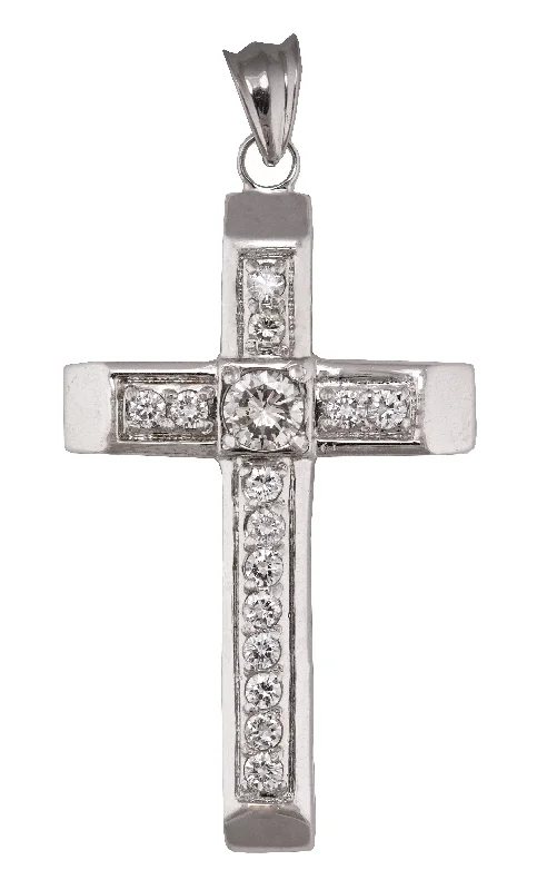 Elegant Jewelry Pieces At Unbelievable Prices Men's Modern 14K White Gold 1.34ctw Diamond Cross Pendant