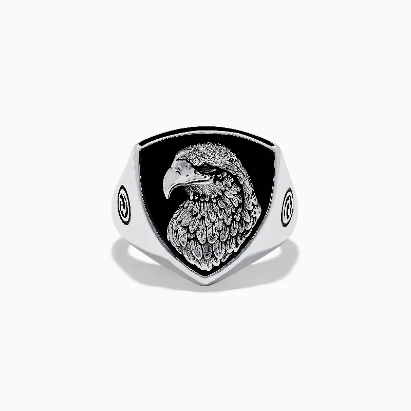 Don't Miss Out On Jaw-Dropping Jewelry Discounts Men's Sterling Silver Onyx Eagle Ring