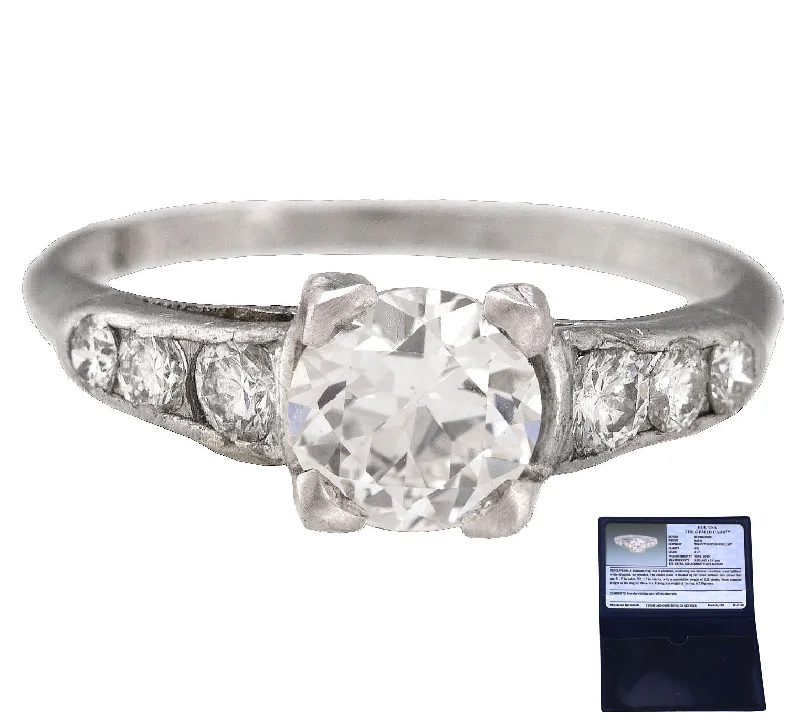 Dazzle In Elegance With Our Biggest Jewelry Sale Antique Platinum 0.80 CT Transition Round Brilliant Diamond Engagement Ring EGL