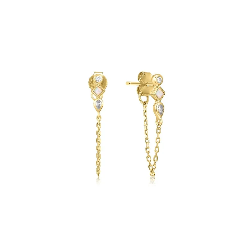 Fashion-Forward Jewelry At Exclusive Discounts Opal & Cz Chain Link Drop Earrings