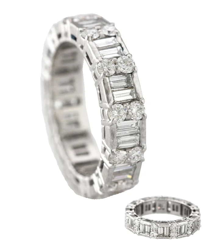 Jewelry Sale Alert – Shop Timeless Elegance Today Platinum 2.87ctw G SI1-SI2 Baguette Cut Diamond 4.5mm Eternity Wedding Band Ring