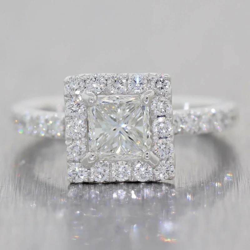 Exclusive Jewelry Offers – Sparkle For Less Princess Cut 1.02ct EGL Platinum Diamond Halo 1.82ctw Engagement Ring t1