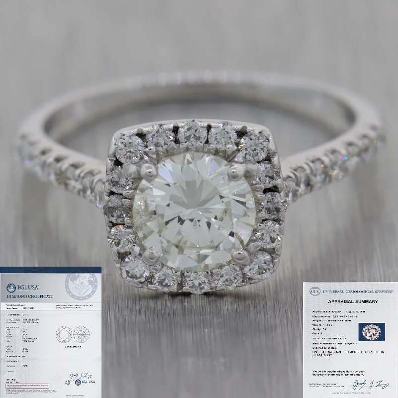 Timeless Elegance At Unbelievable Discounts Round 1.15ct I SI2 EGL 14k White Gold Halo 1.65ctw Diamond Halo Engagement Ring