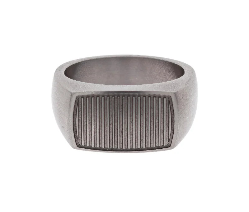 Elegant Jewelry, Affordable Luxury – Shop Now Stainless Steel Grooved Signet Ring